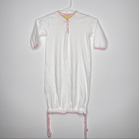 New pixie lily jersey sack gown drawstring white pink Sz 3-6 mo - Picture 1 of 5